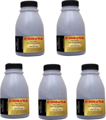 Dubaria Extra Dark Powder For Hp 12a / Q26 Cartridge-100 Grams- Pack Of 5 Black Ink Toner
