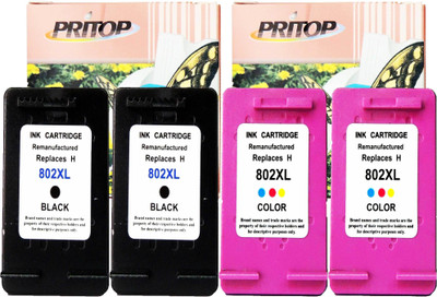 

pritop - 802 Xl ,inkjet cartridge 2 color & 2 black ( combo pack of 4) black and multi color ink cartridges Single Color Ink(Black)