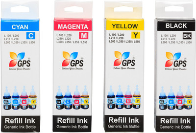 

Gps Compatible Ink For Epson L100,L110,L200,L210,L300,L350,L355,L550,L555 Multi Color Ink(Black, Magenta, Cyan, Yellow)