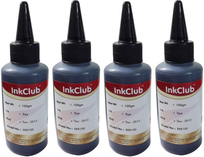

Inkclub Compatible Brother Dye Ink 100 ml - (Set of 4 bottles) Single Color Ink(Black)