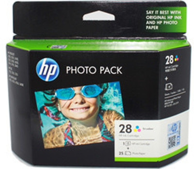 

HP 28 Tri-color Ink Cartridge (value pack with HP photo paper-25 sheets)(Black, Magenta, Cyan, Yellow)