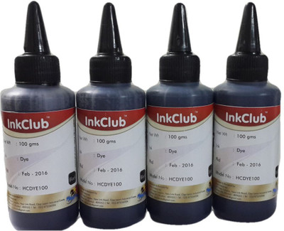

Inkclub 100ml Compatible Black Dye Ink For Hp & Canon Printers(set Of 4 Bottles) Single Color Ink(Black)
