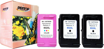 

Pritop - 802 XL , ink cartridge for for HP Deskjet 1000 (J110a) 1050 2000 (J210a) 2050 1050A 2050A 3000 3050 3510 3512 1010, 1510 Office jet 2620 4630 Multi Color Ink(Magenta, Cyan, Yellow)