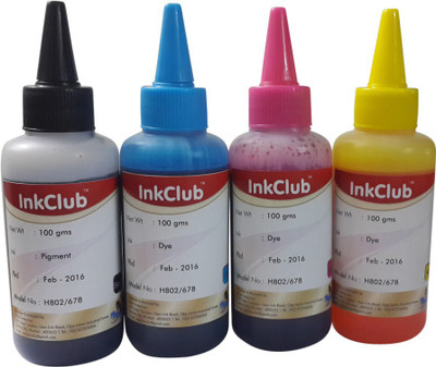 

Inkclub 100ml*4 Compatible for HP 678 & HP 802 Cartridges(CMYK) Multi Color Ink(Black, Magenta, Cyan, Yellow)