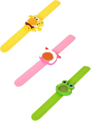 

Safe-O-Kid High Quality, Reusable Cartoon Faced Anti-Mosquito Slap Band - 3 Bands+6 Refills+3 Air Tight Pouch(Pack of 3)