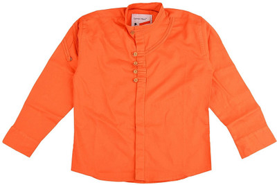 

Little Man Boy's Solid Casual Orange Shirt