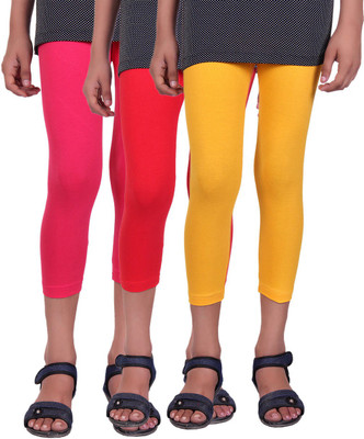 

Alisha Capri For Girls Casual Solid Cotton(Multicolor Pack of 3, Rani;red;yellow