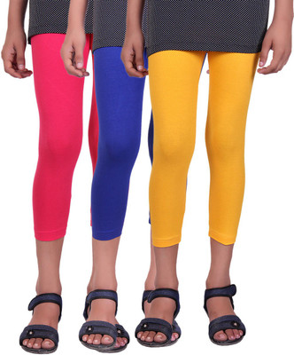 

Alisha Capri For Girls Casual Solid Cotton(Multicolor Pack of 3, Rani;royal blue;yellow