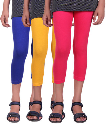 

Alisha Capri For Girls Casual Solid Cotton(Multicolor Pack of 3, Rani;royal blue;yellow