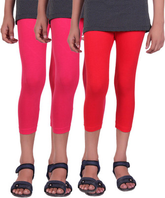 

Alisha Capri For Girls Casual Solid Cotton(Multicolor Pack of 3, Rani;red