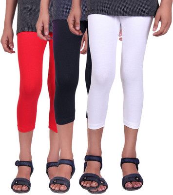 

Alisha Capri For Girls Casual Solid Cotton(Multicolor Pack of 3, Black;red;white