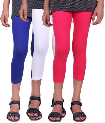 

Alisha Capri For Girls Casual Solid Cotton(Multicolor Pack of 3, Rani;royal blue;white