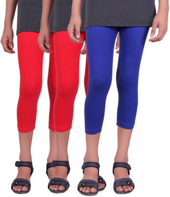 

Alisha Capri For Girls Casual Solid Cotton(Multicolor Pack of 3, Red;royal blue