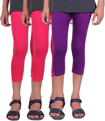 

Alisha Capri For Girls Casual Solid Cotton(Multicolor Pack of 3, Purple;rani