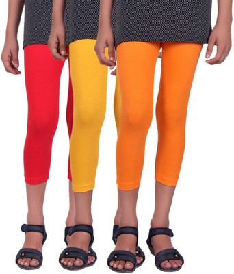 

Alisha Capri For Girls Casual Solid Cotton(Multicolor Pack of 3, Orange;red;yellow