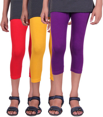 

Alisha Capri For Girls Casual Solid Cotton(Multicolor Pack of 3, Purple;red;yellow