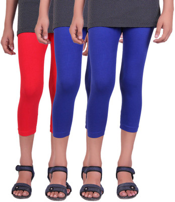 

Alisha Capri For Girls Casual Solid Cotton(Multicolor Pack of 3, Red;royal blue