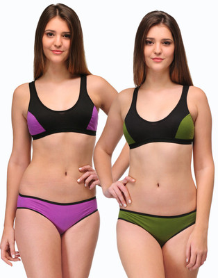 

Urbaano Sports Lingerie Set, Green & purple
