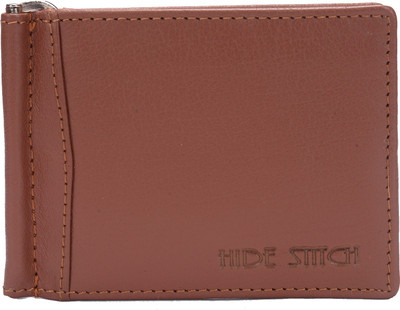 Hide Stitch Men Tan Genuine Leather Money Clip(8 Card Slots), Tan-01