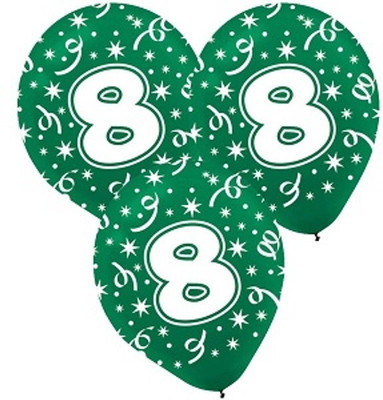 

Funcart Printed BLNNO8 Balloon(Green, White, Pack of 10)