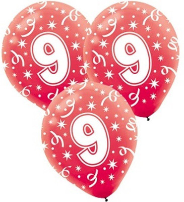 Funcart Printed BLNNO9 Balloon(Red, White, Pack of 10)