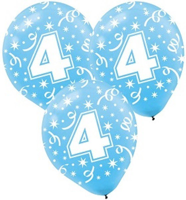 Funcart Printed BLNNO4 Balloon(Blue, White, Pack of 10)