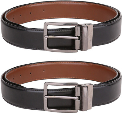 

HT Collections Men Casual Black Artificial Leather Reversible Belt, Black;brown