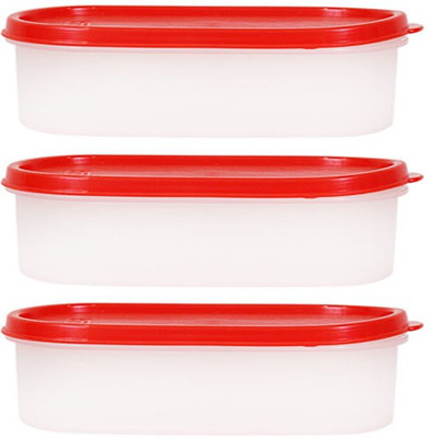 

SSD Microwaveable Space Saver 3PC - 600 ml Plastic Grocery Container(Pack of 3, White, Red), Red;white