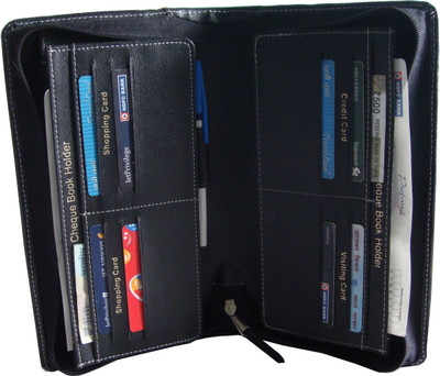 

SAW LEATHER GOODS Leatherette Cheque Book Holder(Set Of 1, Black)
