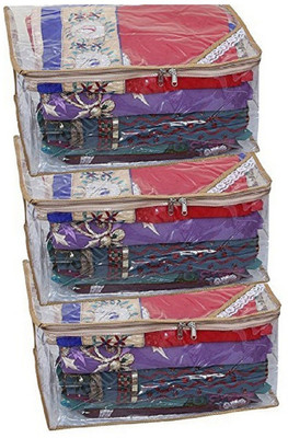 

Kuber Industries Designer Saree cover Full Transparent With Capacity of 10-15 Sarees Set Of 3 Pcs " KI27101P37(Transparent)