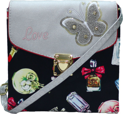 

VS Creation Sling Bag(Silver, Black), Black;silver