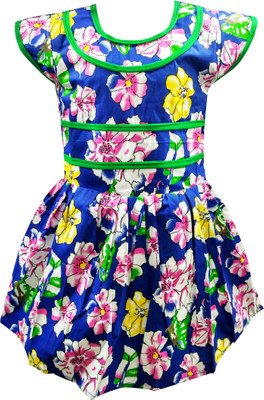 

Fashionitz Girls Midi/Knee Length Casual Dress(Multicolor, Half Sleeve, Blue