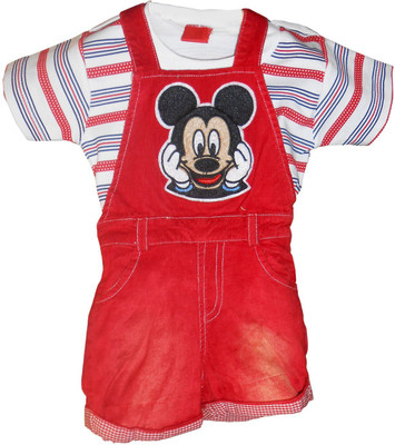 

NammaBaby Dungaree For Boys & Girls Self Design Cotton(Multicolor, Pack of 1, Red