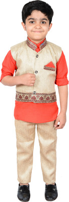 

Nikky Fashion Boys Festive & Party Shirt, Waistcoat and Pant Set(Red Pack of 1