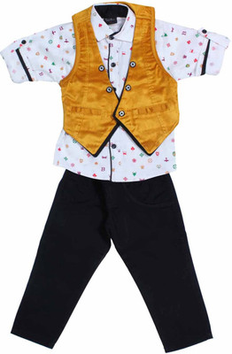

Bad Boys Boys Festive & Party Shirt, Waistcoat and Pant Set(Yellow Pack of 3, Mustard