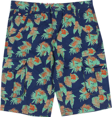 

US Polo Kids Short For Boys Casual Printed Cotton(Blue, Pack of 1, Me. blue