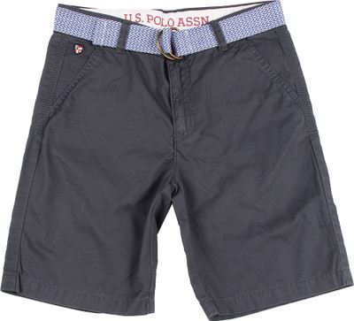

US Polo Kids Short For Boys Casual Solid Cotton(Dark Blue, Pack of 1, Me grey