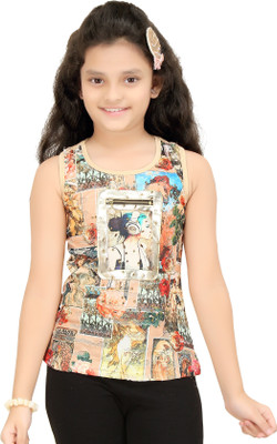 

N Twenty Girls Party Hosiery A-line Top(Multicolor, Pack of 1, Beige