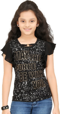 

N Twenty Girls Party Hosiery A-line Top(Black, Pack of 1