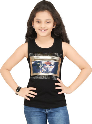 

N Twenty Girls Party Hosiery A-line Top(Black, Pack of 1