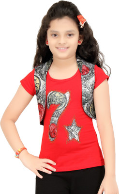 

N Twenty Girls Party Hosiery A-line Top(Red, Pack of 1