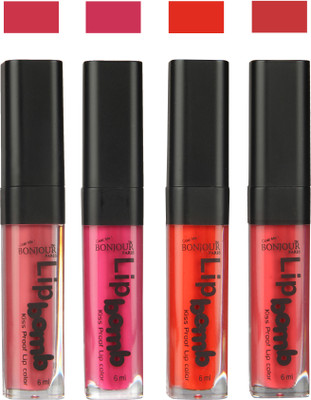 

Bonjour Paris Matte Lipstick(24 ml, Nute-Fuchsia-Fire Orange-Irresistble Pink)