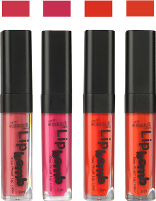 

Bonjour Paris Matte Lipstick(Nute-Fuchsia-Fire Orange-Brick Orange, 24 ml)