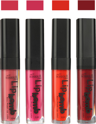 

Bonjour Paris Matte Lipstick(24 ml, Nute-Fuchsia-Fire Orange-Mauve)