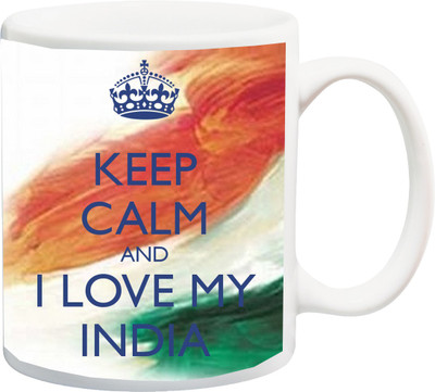 

ME&YOU Keep Calm I Love My Indea 3D Printed Ceramic Mug(325 ml), Multicolor