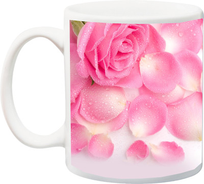 

ME&YOU Gift for Husband/Wife/Boyfriend/Girlfriend/Couple On Valentine's Day Rose pink 3D Printed Ceramic Mug(325 ml), Multicolor