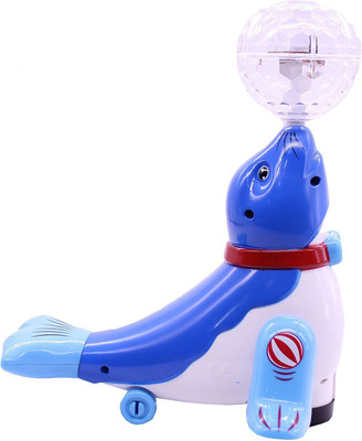 

Variety Gift Centre Sealion Musical Bump and Go with 4D Lights Toy for Kids(Multicolor)