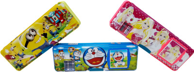 

Wishkart Minions Doraemon Art Plastic Pencil Boxes(Set of 3, Multicolor)