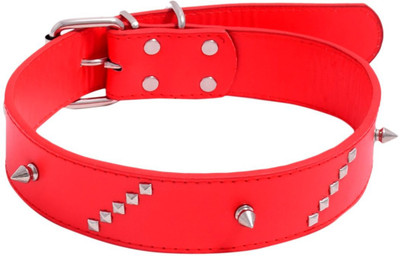SRI High Quality Adjustable Dog Collar 1.4 Inch With Metal Revit Stud Dog Everyday Collar(, RED