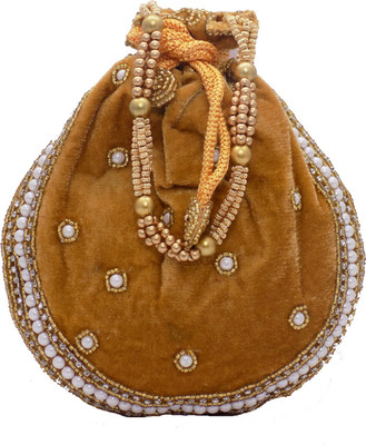 

Bagaholics Ethnic Velvet Batwa Potli(Gold, White)
